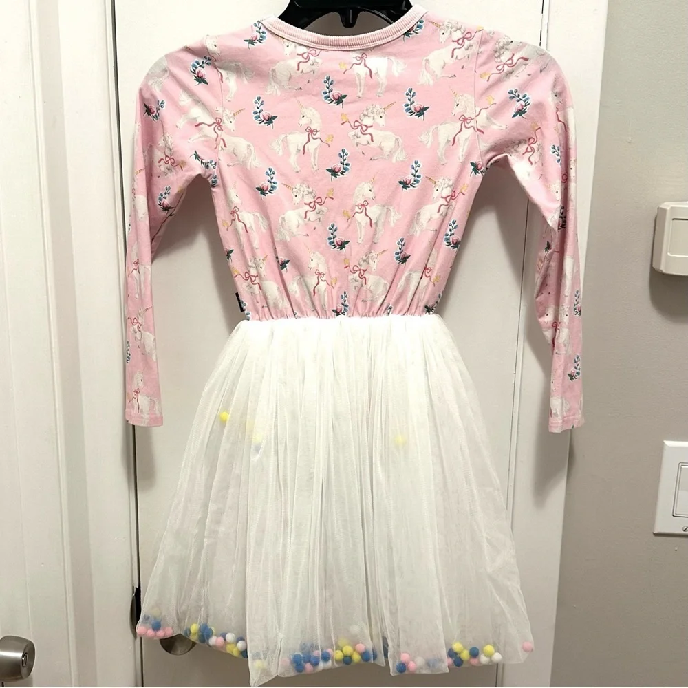 Rock Your Kid Pink Unicorn Colorful Pom Pom Tulle Circus Party Dress Girls 8 Kid